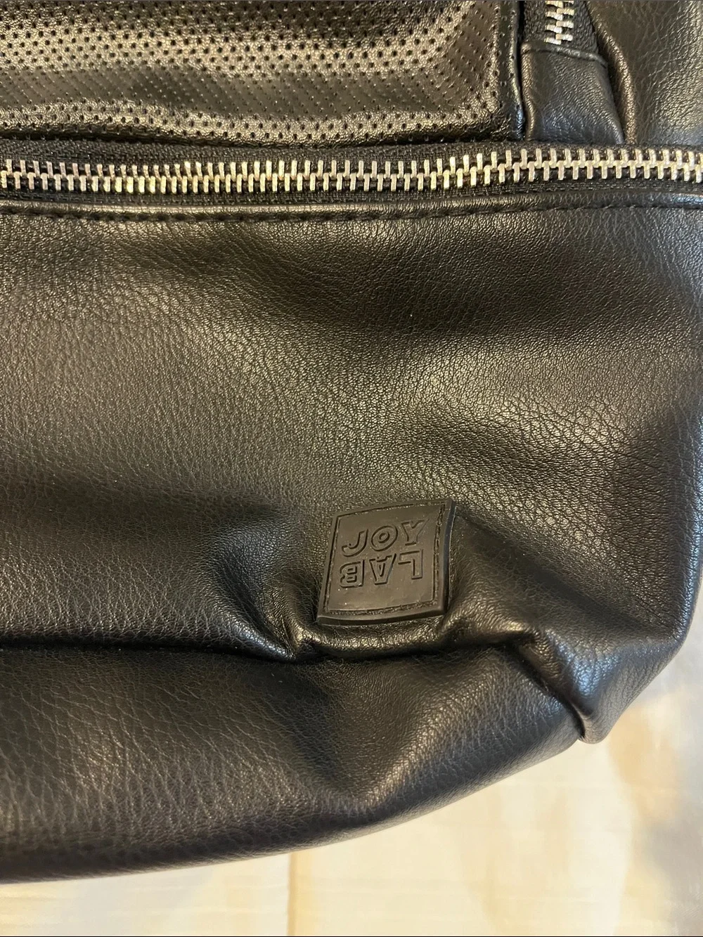 Target Black Faux Leather Backpack with Silver Zippers and Front Pocket